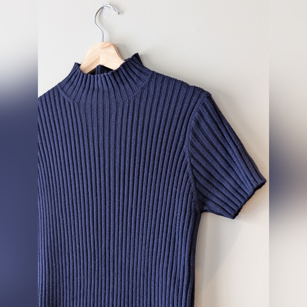 TSE Silk & Cashmere Ribbed Knit Dress – Navy – Like New